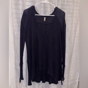 Free People Oversized Waffle Knit Sweater – Navy